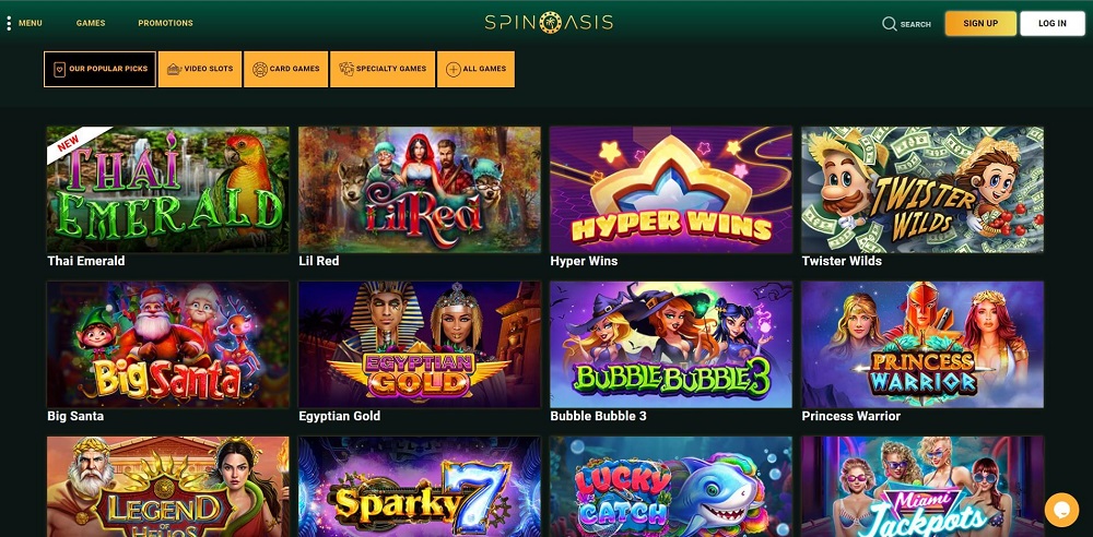 Types of Games Spin Oasis Casino No Deposit Bonus